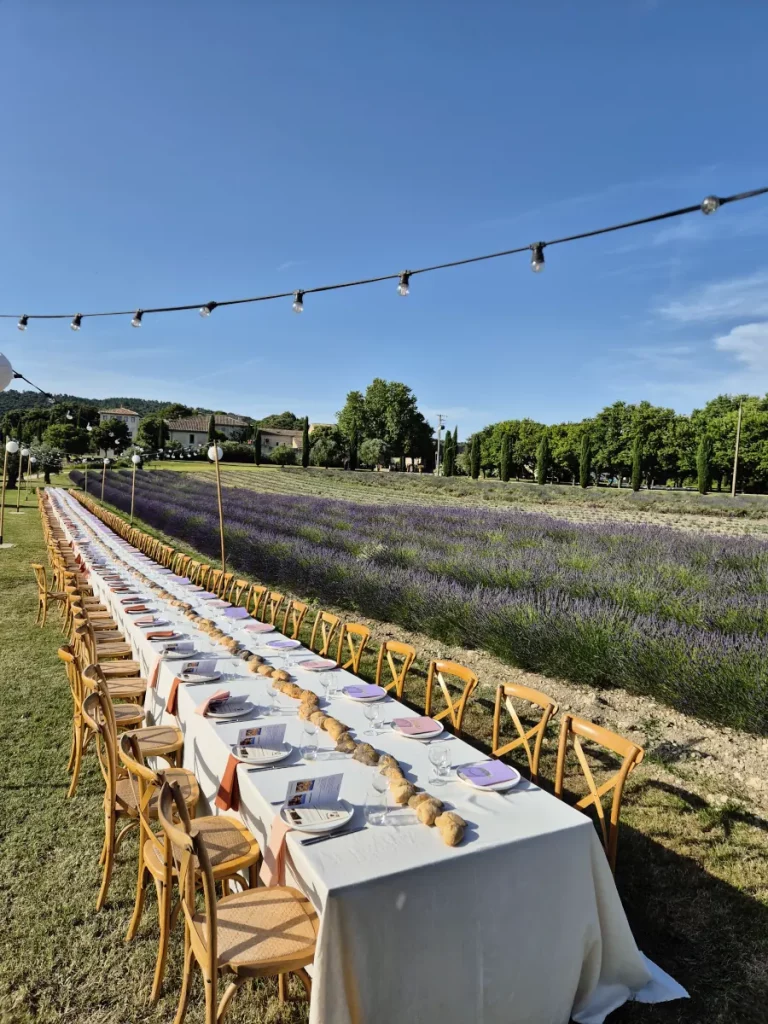 La Table de mariage avant l'animation musicale Jazz dans le secteur de Montélimar - Domaines de Patras